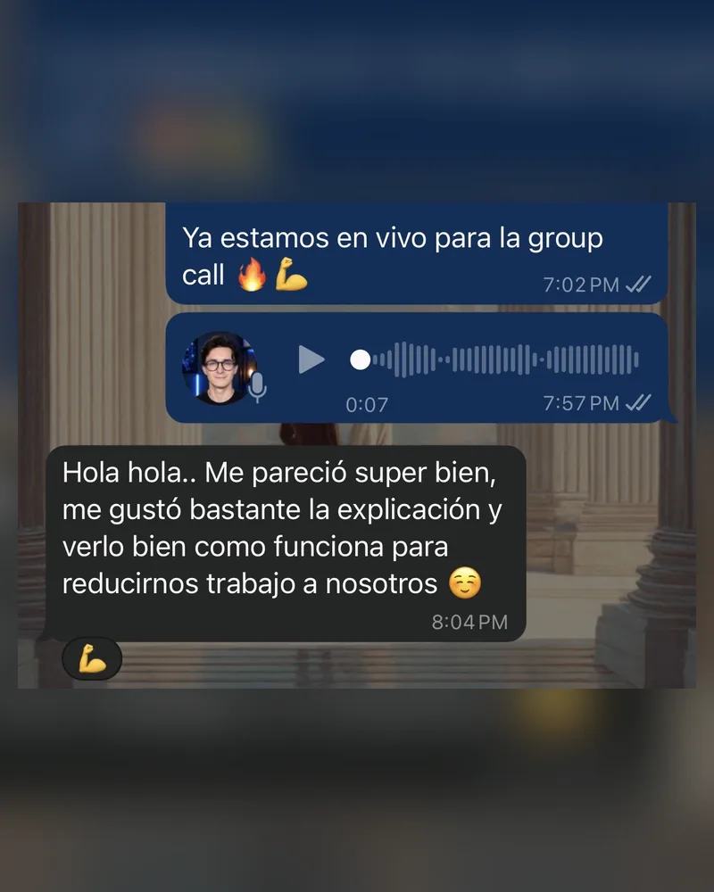 Mensaje de WhatsApp de un estudiante de Riverius Academy