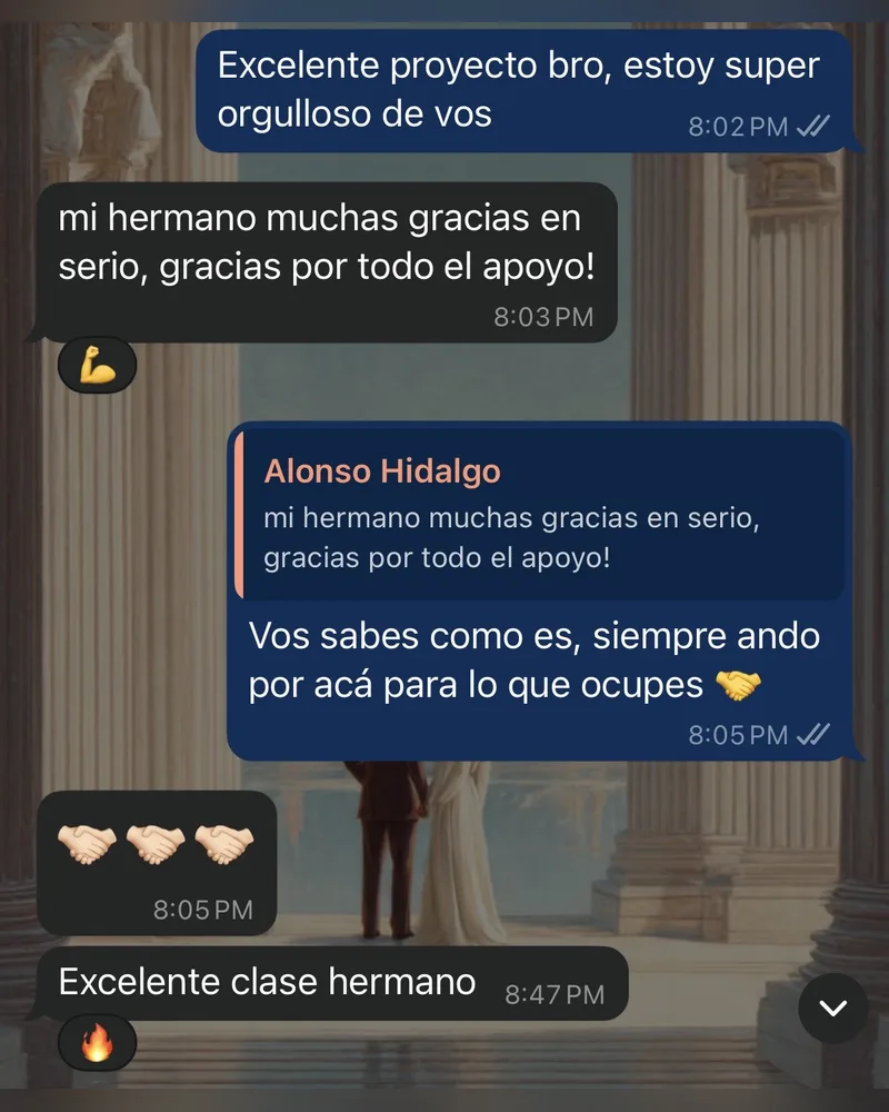 Mensaje de WhatsApp de un profesional formado en Riverius Academy